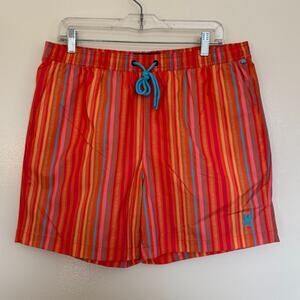 Pysco Bunny Men's Orange Anton All Over Print Swim Trunk Size Large